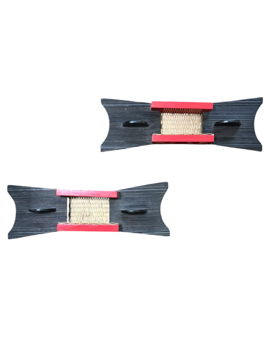 Vintage Mid Century Black, Red, and Gold Atomic Asian Inspired Set of 2 Wall Shelves 6.5”