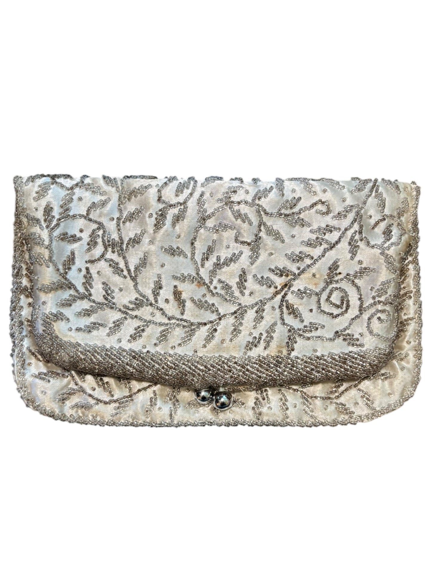 Antique Intricate Floral Beaded Vintage Clutch Handbag 5” Tall