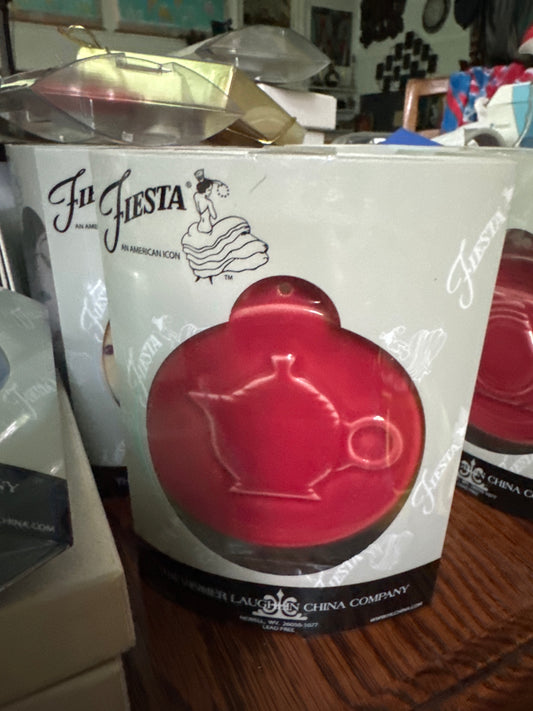 Fiesta Ornament Embossed SCARLET HLCCA Exclusive TEAPOT only 144 made