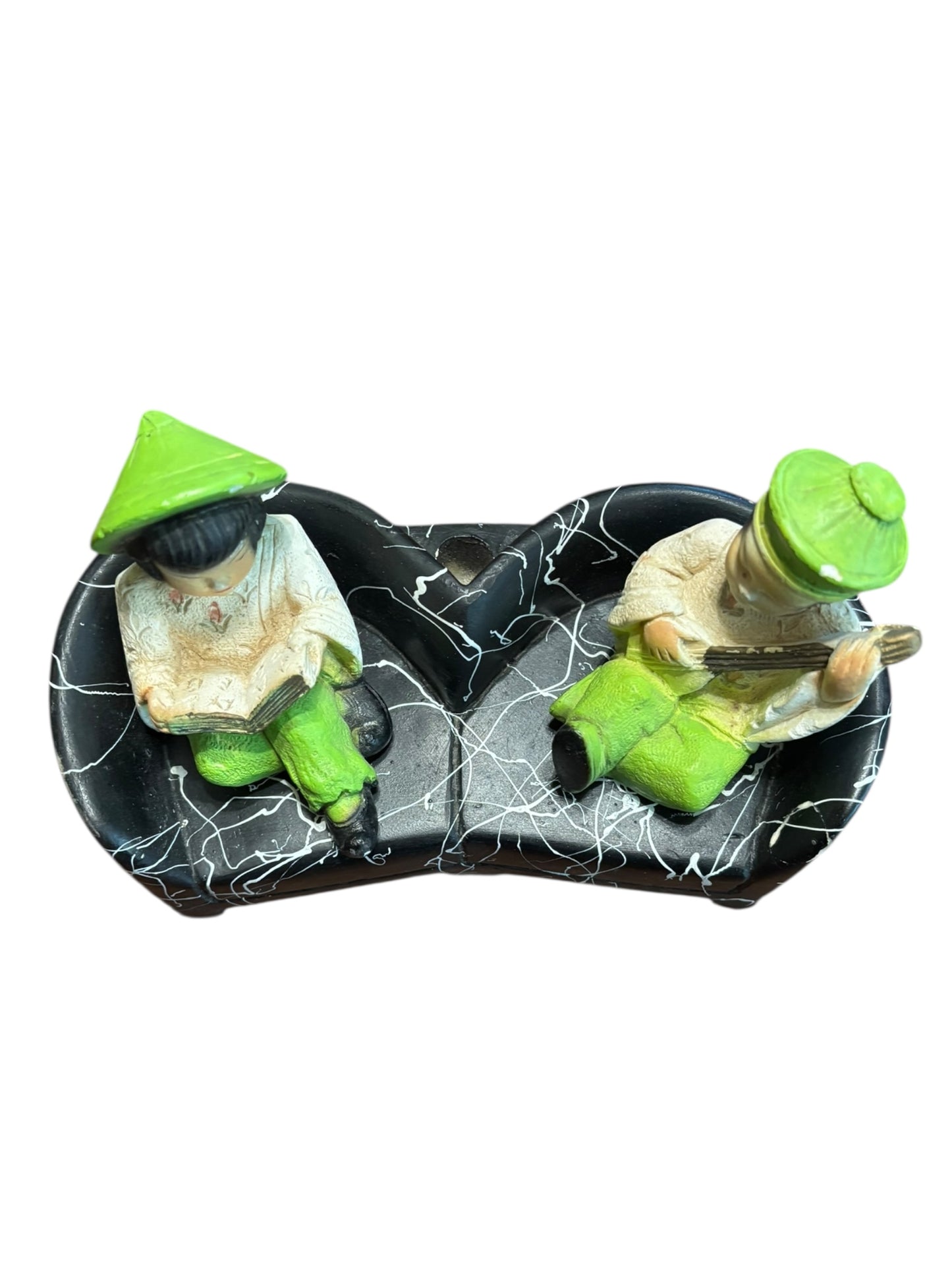 Vintage 1950’s MCM Asian Children Figurines Sitting On Couch 5”