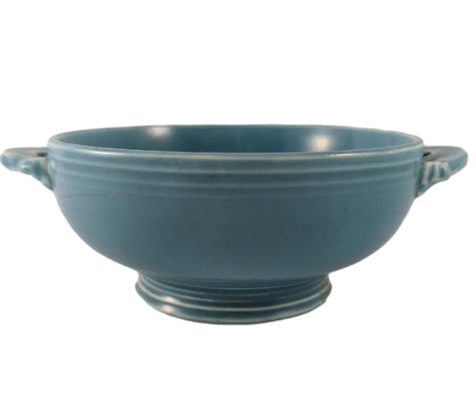Fiesta Vintage Cream Soup Bowl in Turquoise - Homer Laughlin