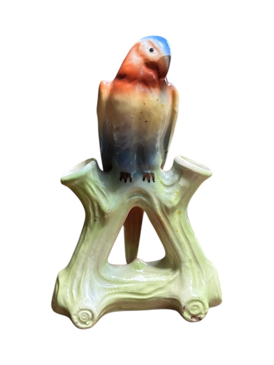 Vintage Colorful Parrot Flower Bud Vase 5.75” tall