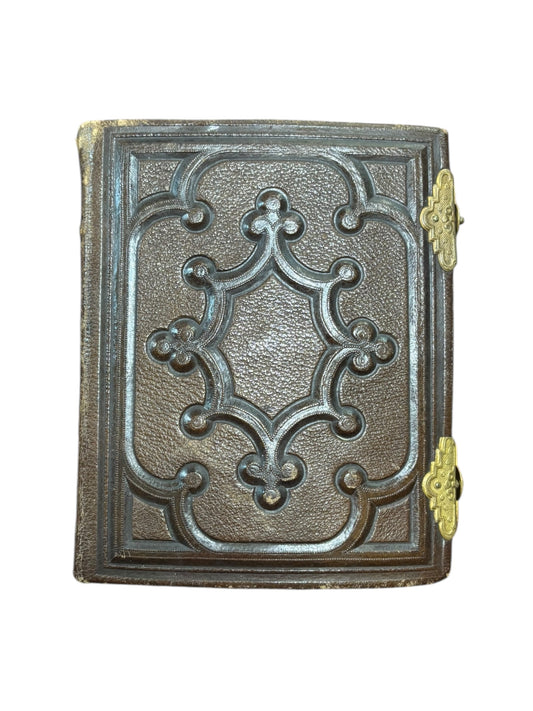 Antique Photo Album with Gold Closures Photos 6” tall