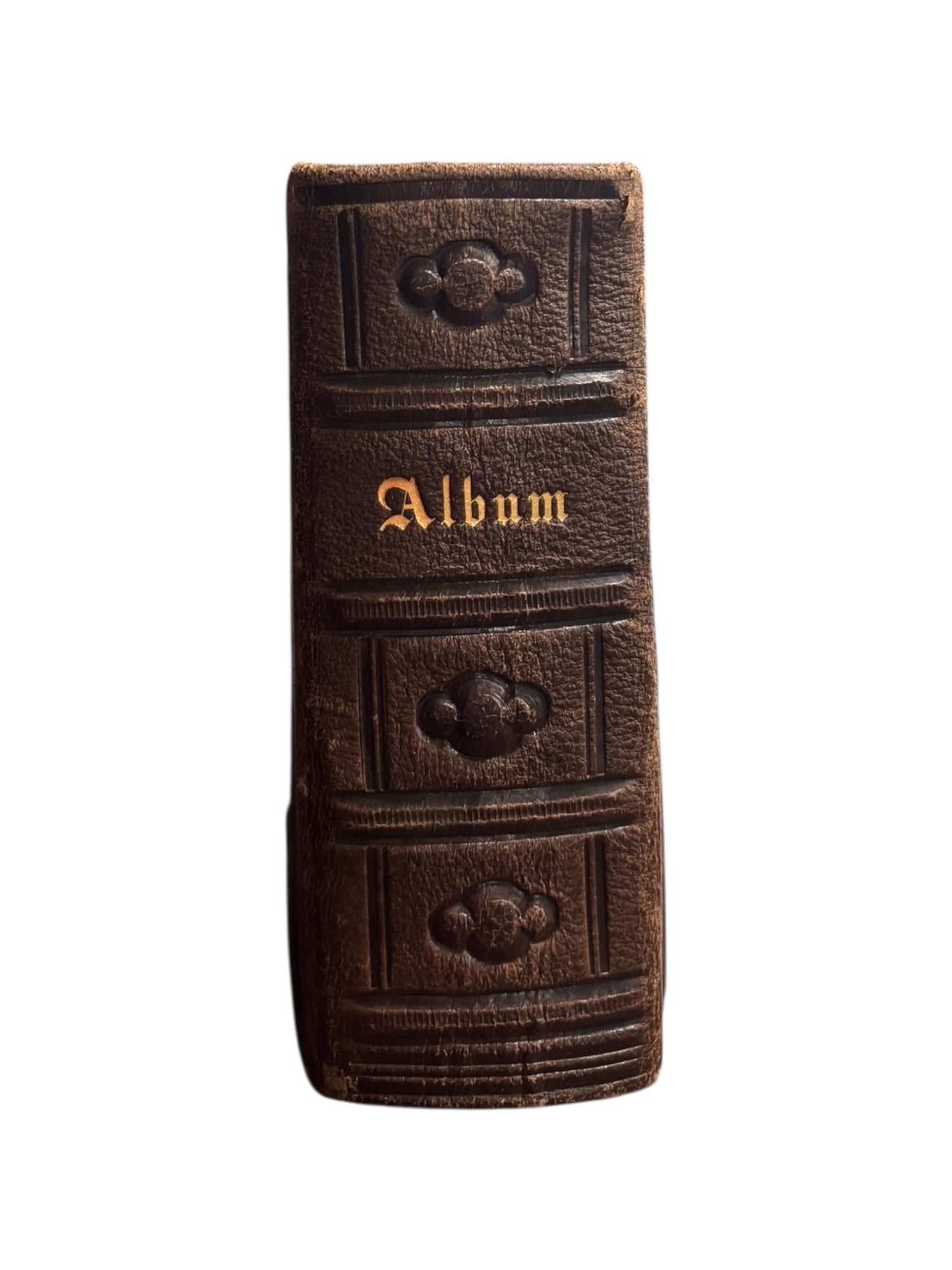 Antique Photo Album with Gold Closures Photos 6” tall