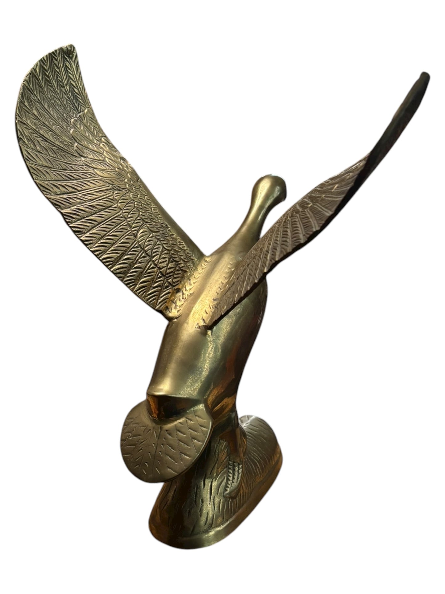 Vintage Brass Duck Taking Flight Sculpture 12”