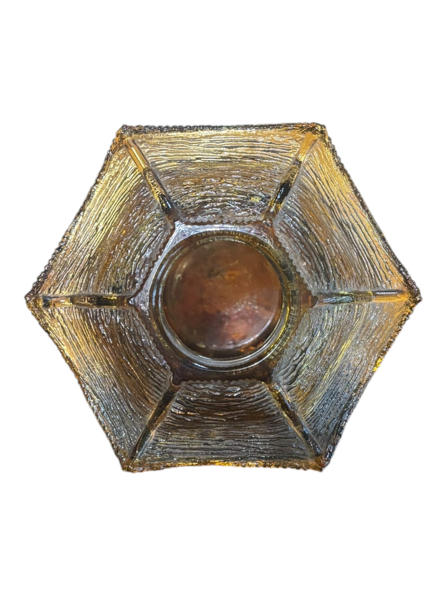 Vintage LE Smith Amber Asian Pagoda Glass Fairy Lamp 6” tall