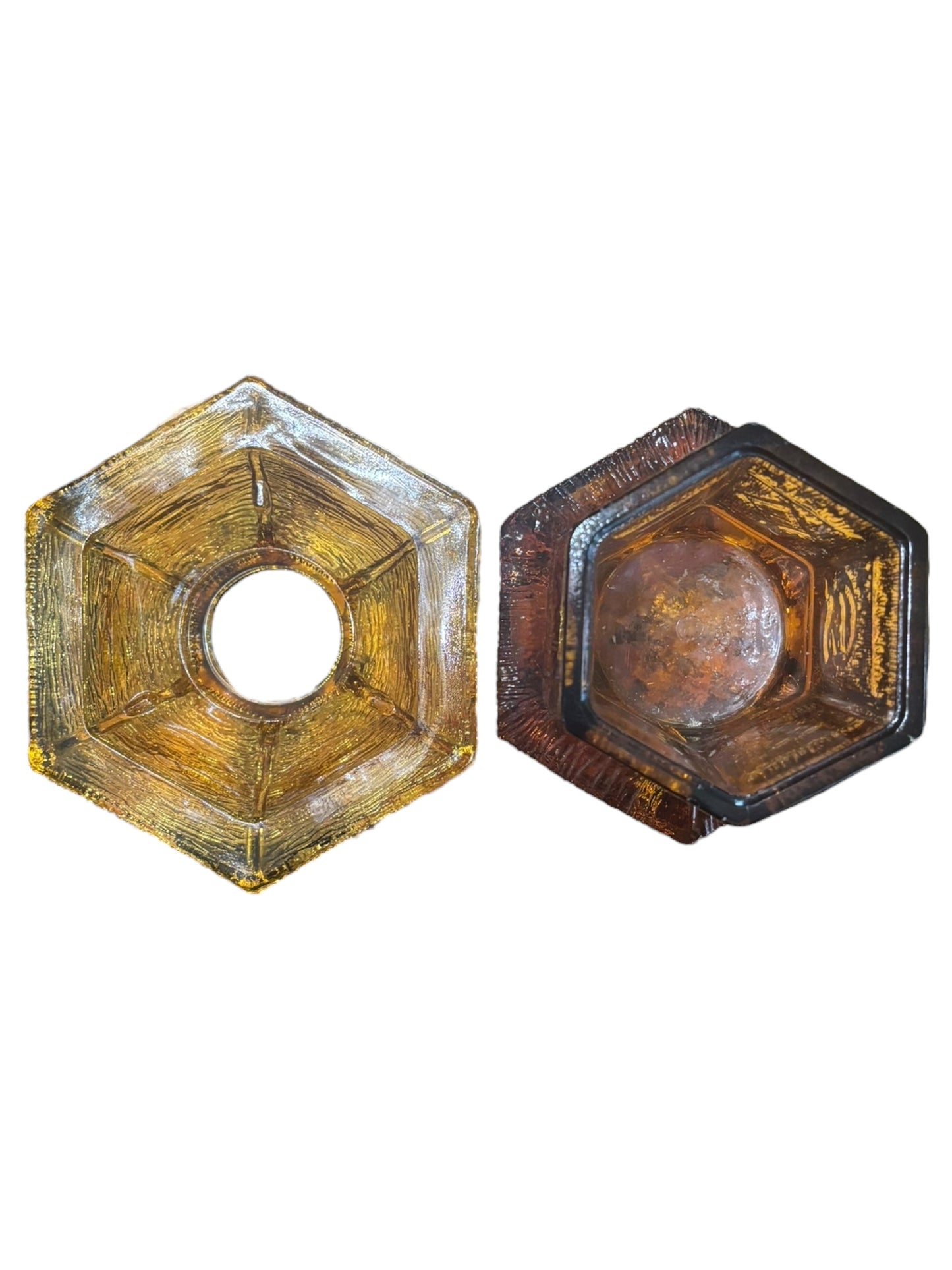 Vintage LE Smith Amber Asian Pagoda Glass Fairy Lamp 6” tall