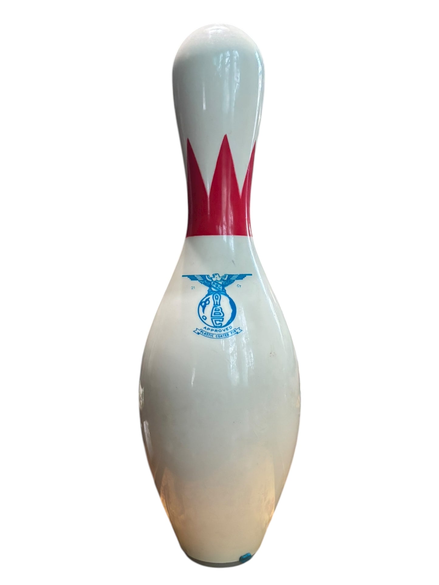 Mid Century Modern Brunswick Red Crown Miller Stardust Lanes Bowling Pin 15.25” tall