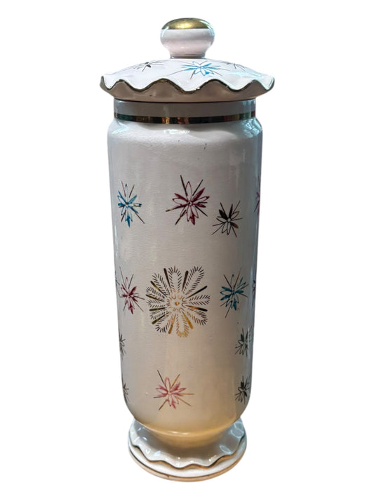 Vintage Royal Sealy Atomic Starburst MCM Apothecary Vanity Jar Canister 10.5” tall