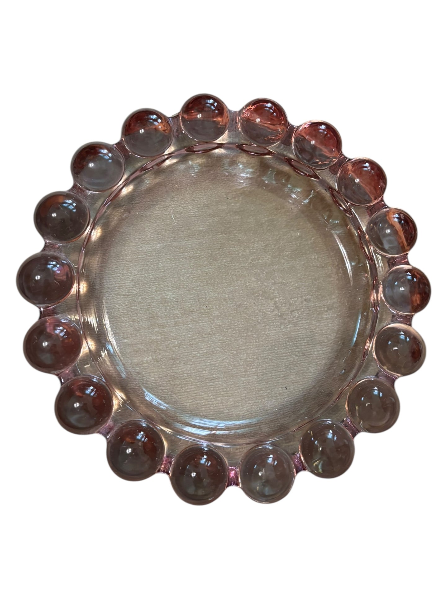 Vintage Rose Pink MCM Boopie Bubble Ashtray Anchor Hocking Dish 7.5”