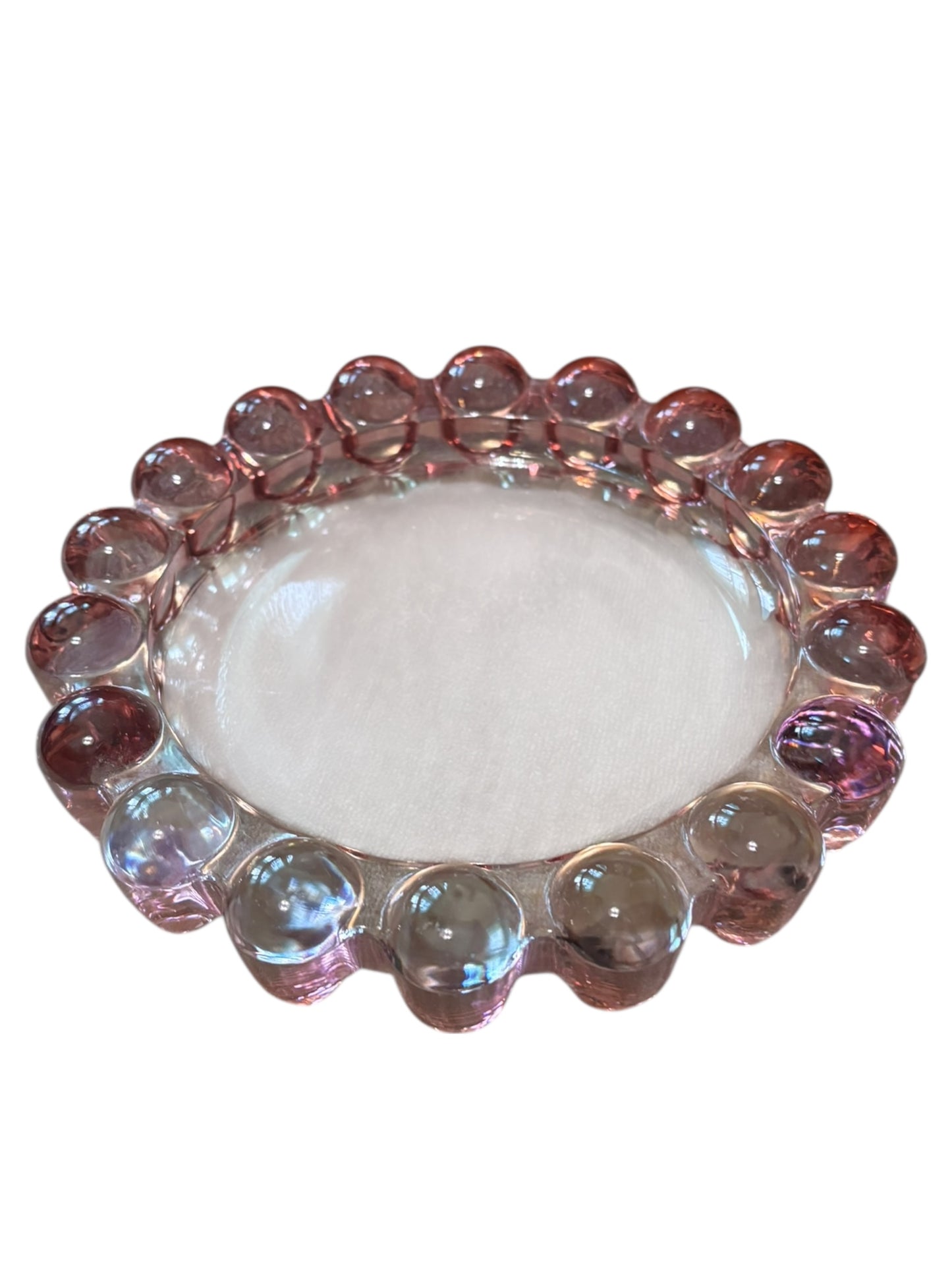 Vintage Rose Pink MCM Boopie Bubble Ashtray Anchor Hocking Dish 7.5”