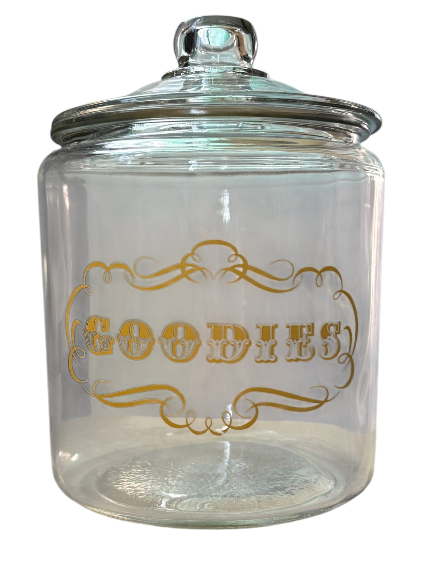 Extra Large Lidded Clear Glass Goodies Canister Cookie Jar 10.5” Tall