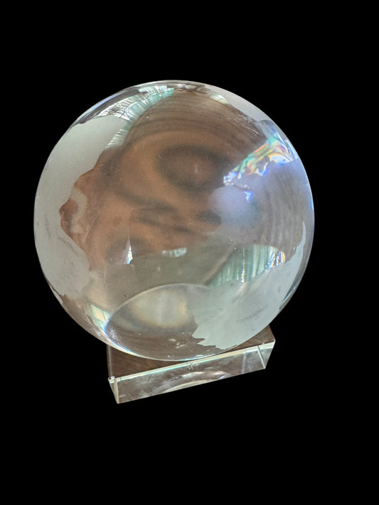 World Globe Glass Paperweight 5”