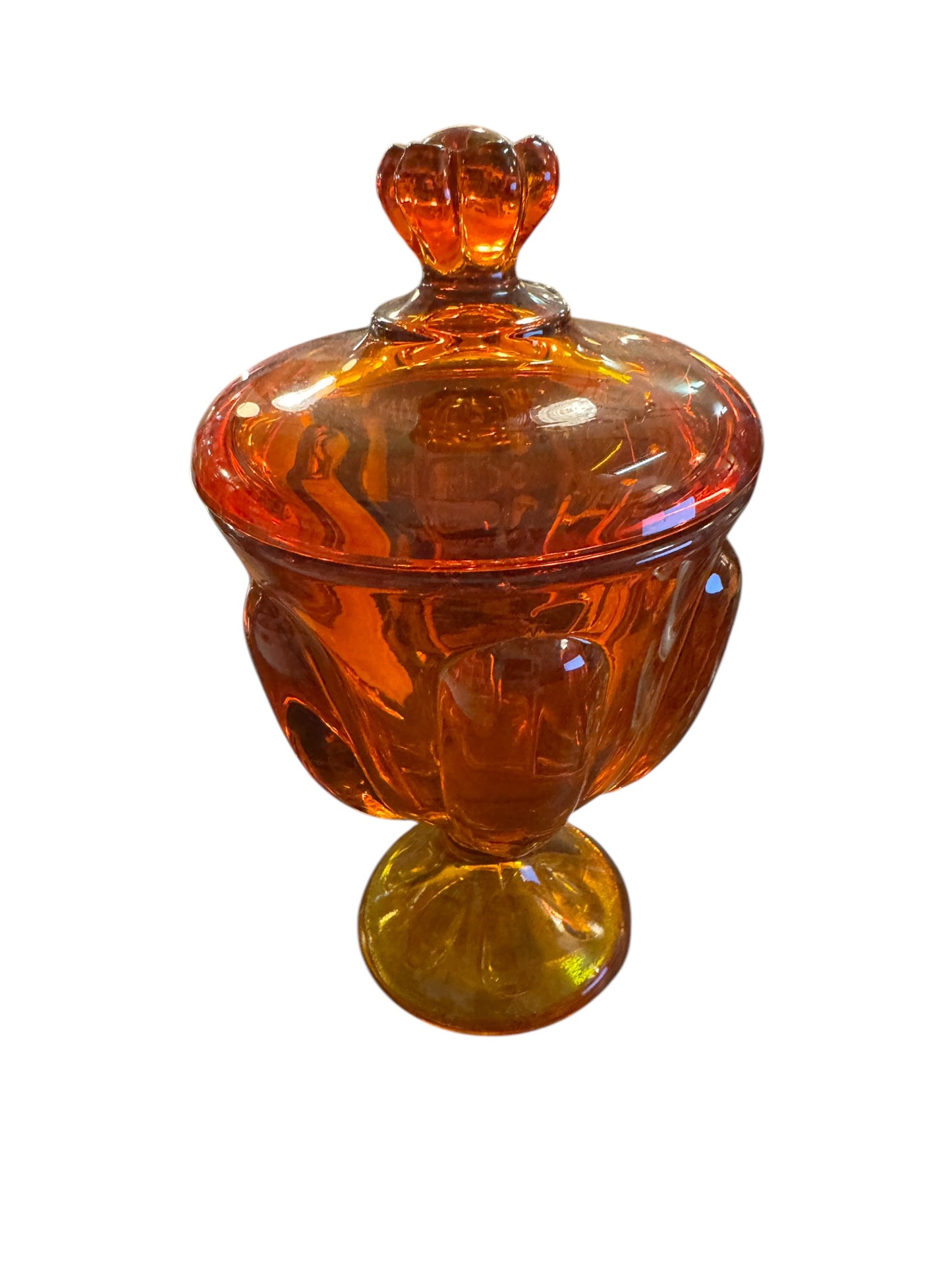 Vintage Viking Glass Persimmon Candy Dish with Lid