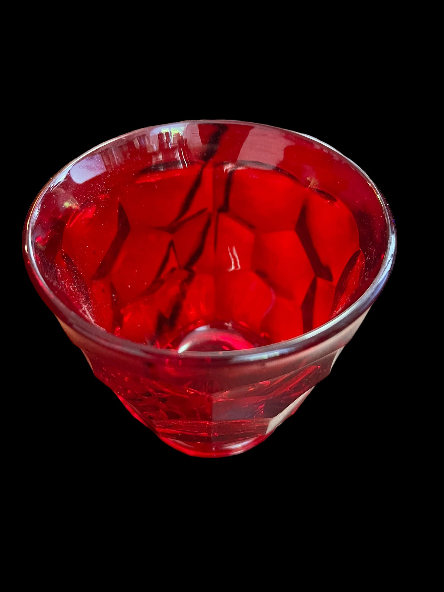 Viking Glass Red Mid Century Georgian Cream and Sugar w/ Lid