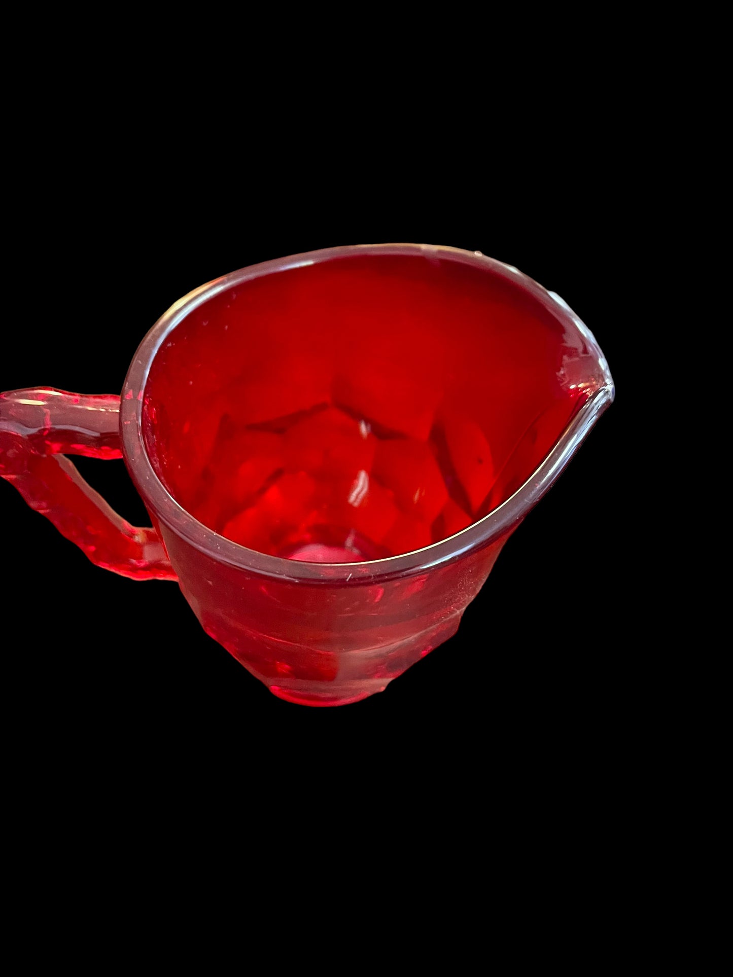 Viking Glass Red Mid Century Georgian Cream and Sugar w/ Lid