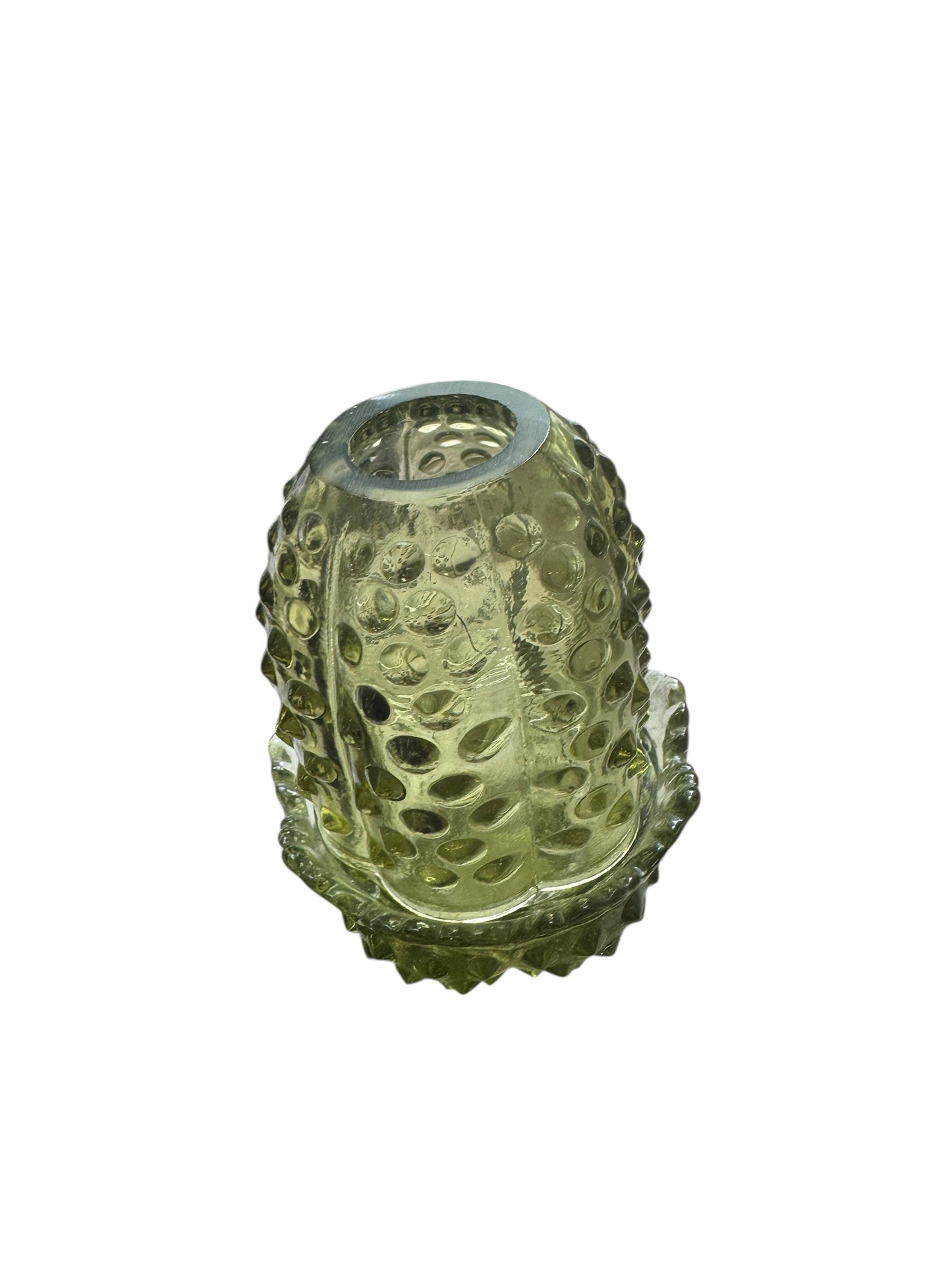 Vintage Fenton Green Hobnail Glass Fairy Lamp Light Candle Holder Lime Green