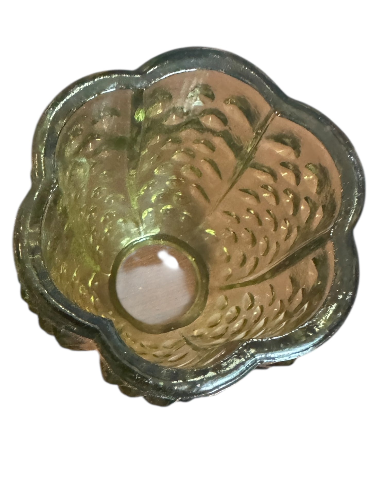 Vintage Fenton Green Hobnail Glass Fairy Lamp Light Candle Holder Lime Green