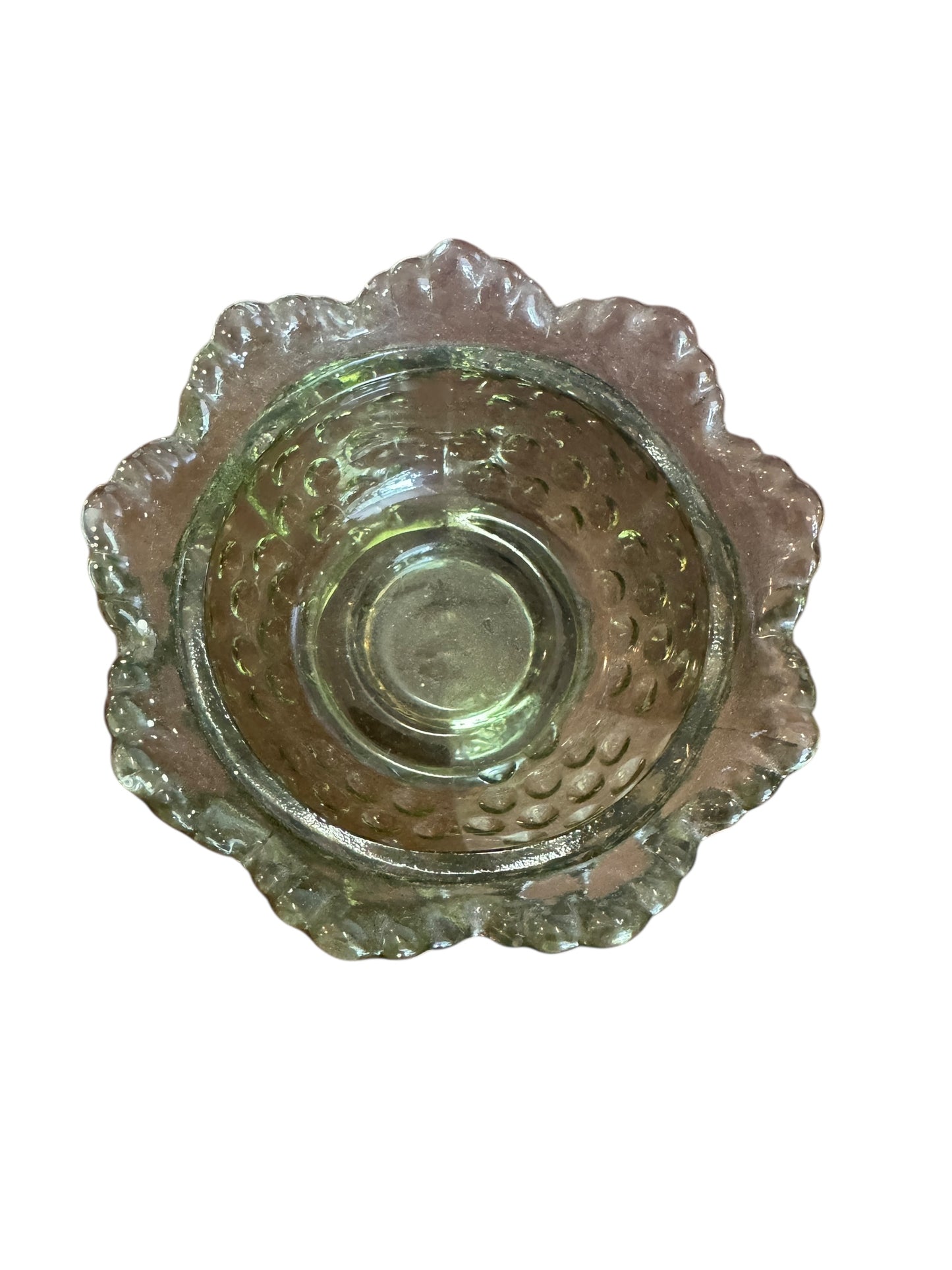 Vintage Fenton Green Hobnail Glass Fairy Lamp Light Candle Holder Lime Green