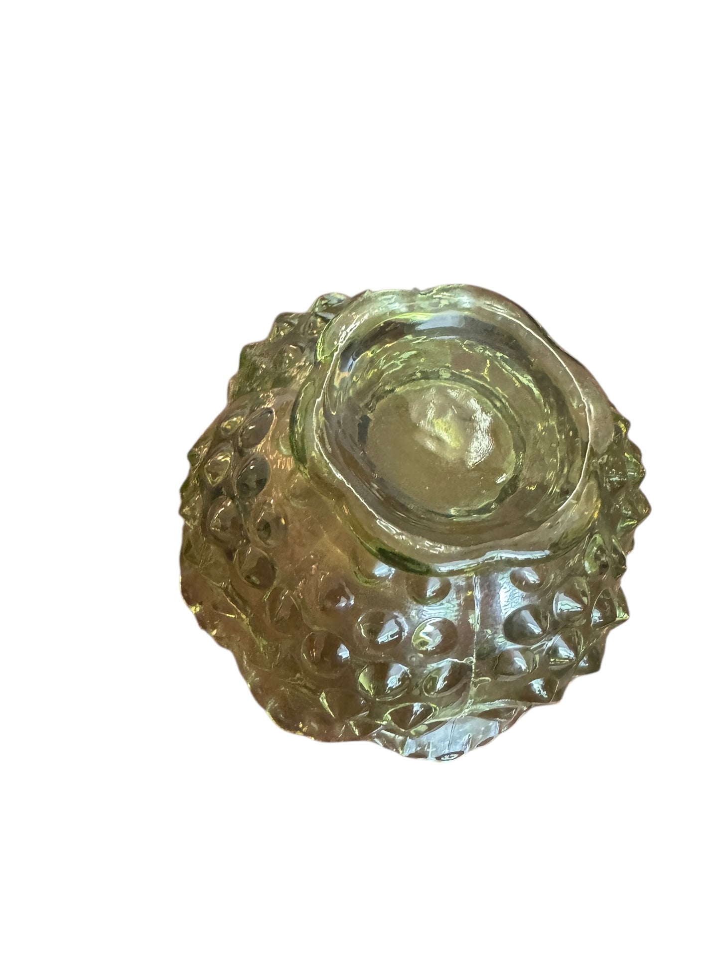 Vintage Fenton Green Hobnail Glass Fairy Lamp Light Candle Holder Lime Green