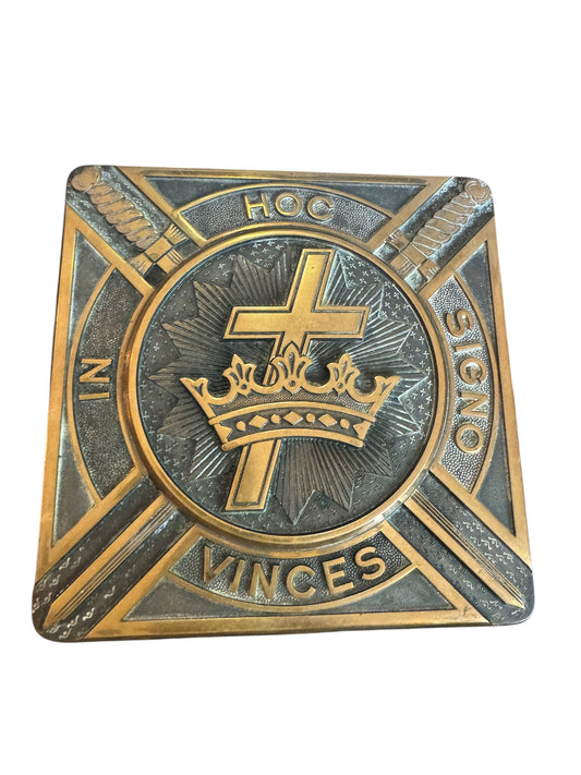 Late 20th Century Bronze Masonic Knights of Templar Cross Temple Wall Plaque