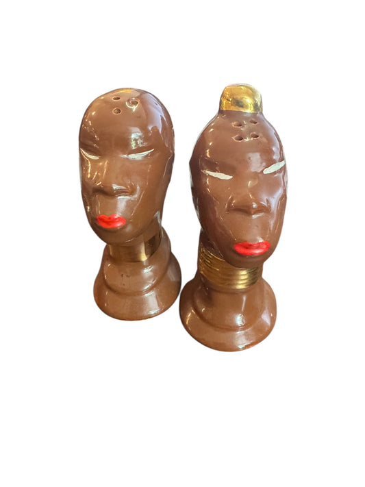 Vintage Tribal Blackamoore African Salt and Pepper Set