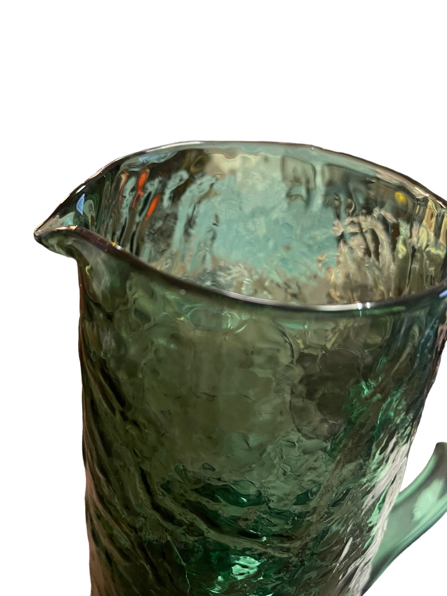 Hand Blown Art Glass Mid Century Modern Textured Pitcher