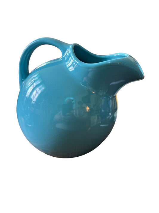 Fiesta Harlequin Ball Pitcher / Jug in Turquoise Blue