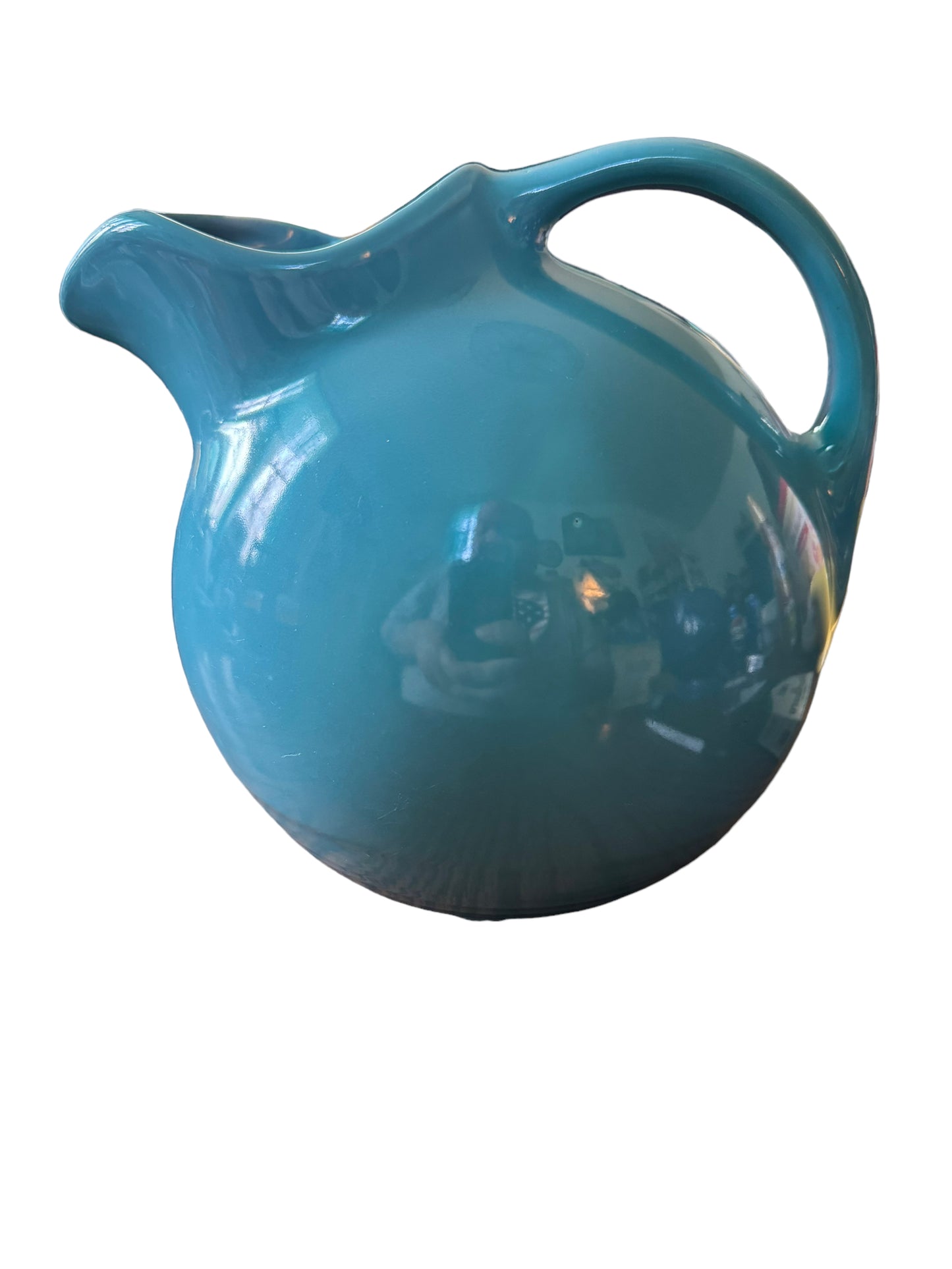 Fiesta Harlequin Ball Pitcher / Jug in Turquoise Blue