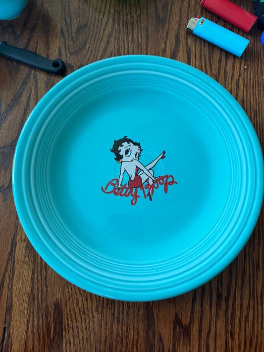 Fiesta Betty Boop Dinner Plate 10 1/2" on Turquoise - Red Dress