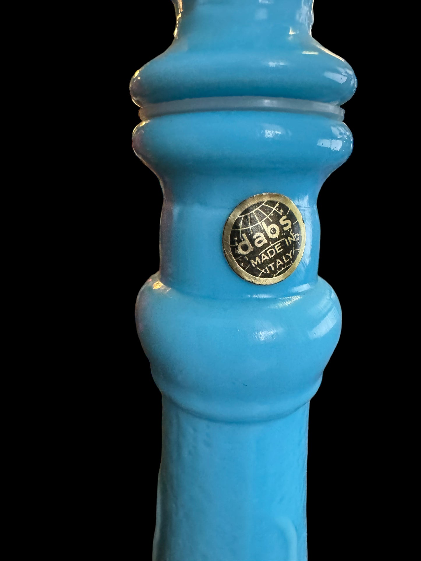 Empoli 18.5'' Dabs Milk Glass Blue Italian Decanter Genie Bottle w/ Stopper