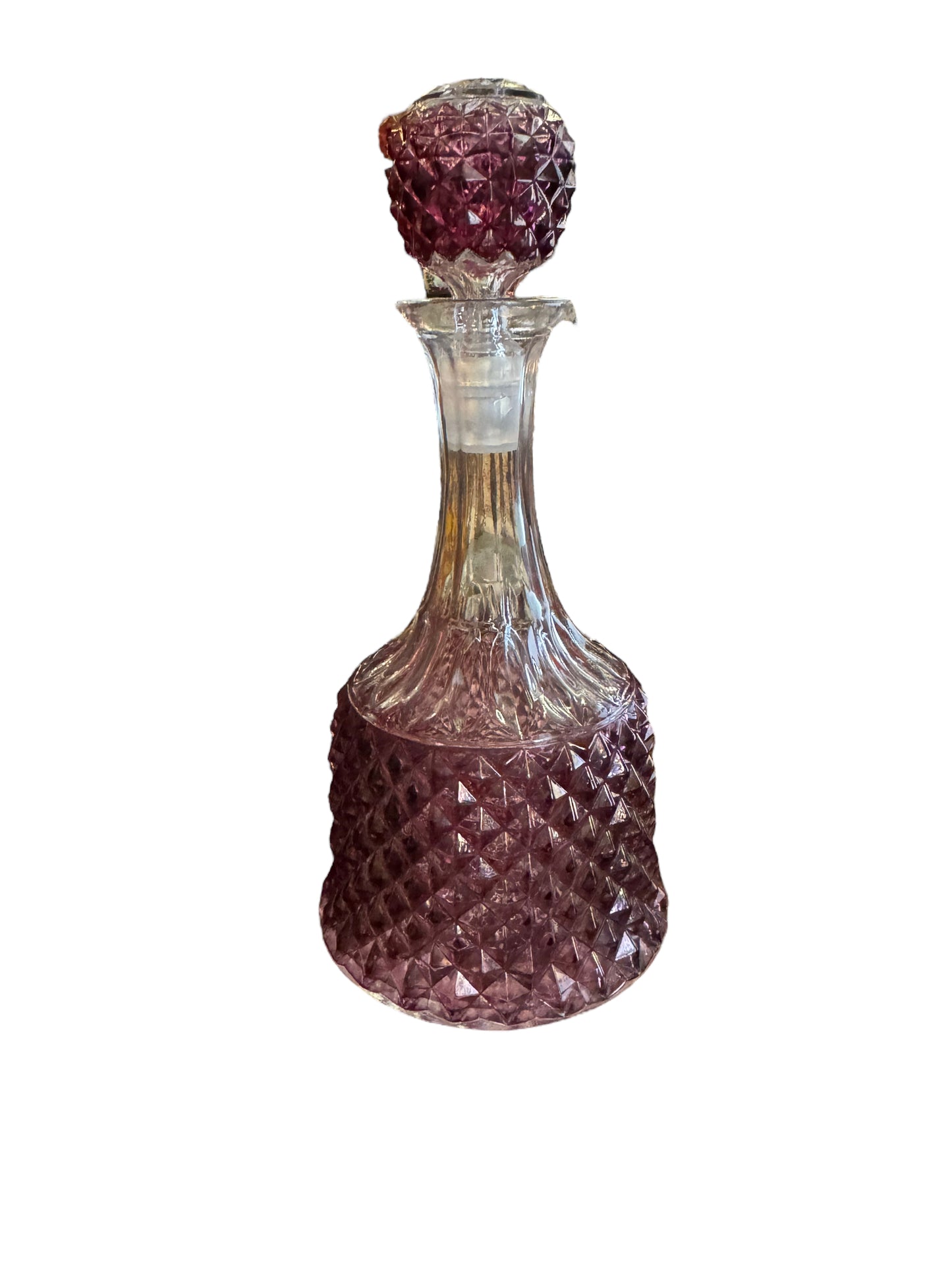 Vintage Purple Cut to Clear Glass Decanter