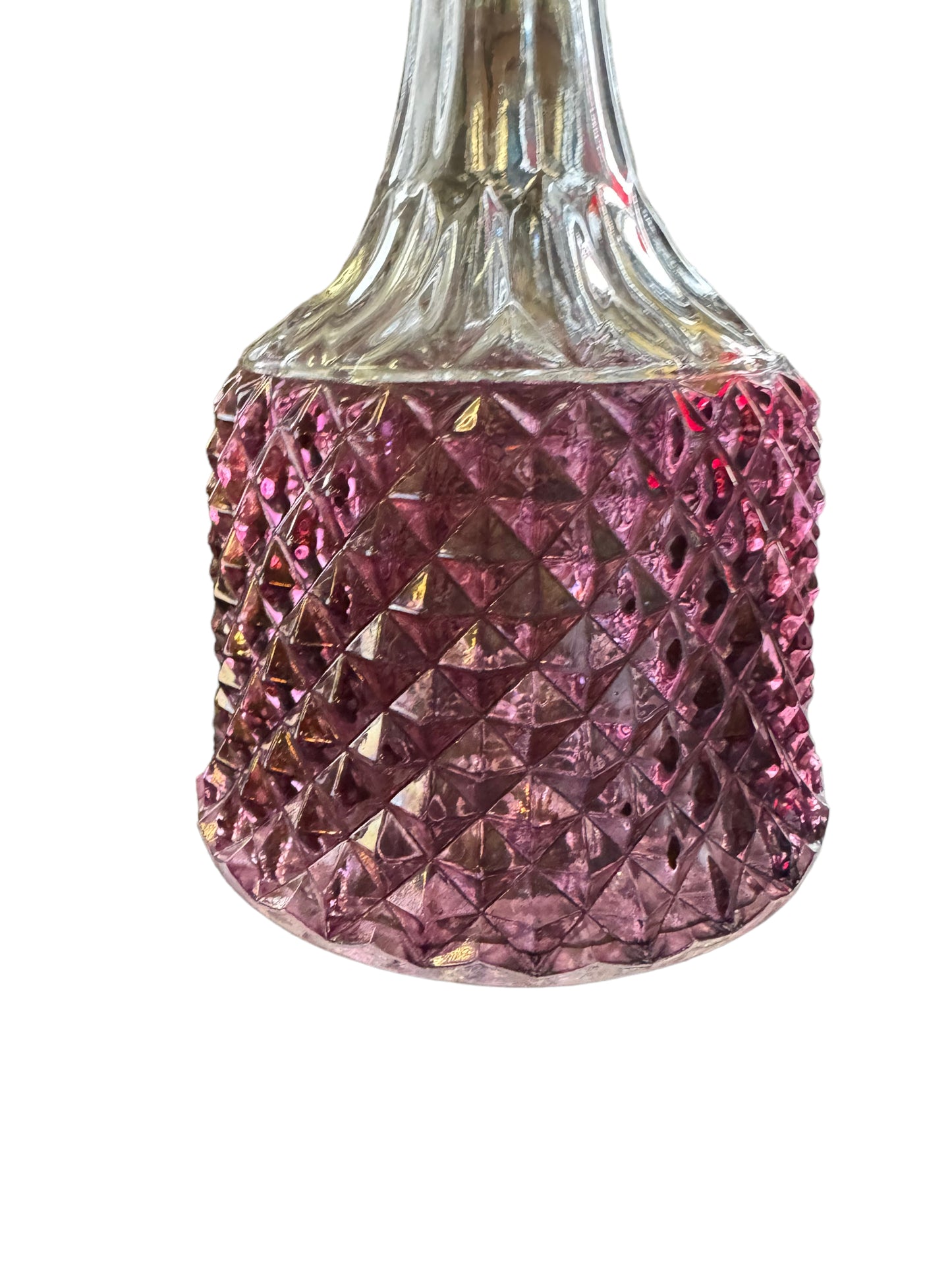 Vintage Purple Cut to Clear Glass Decanter