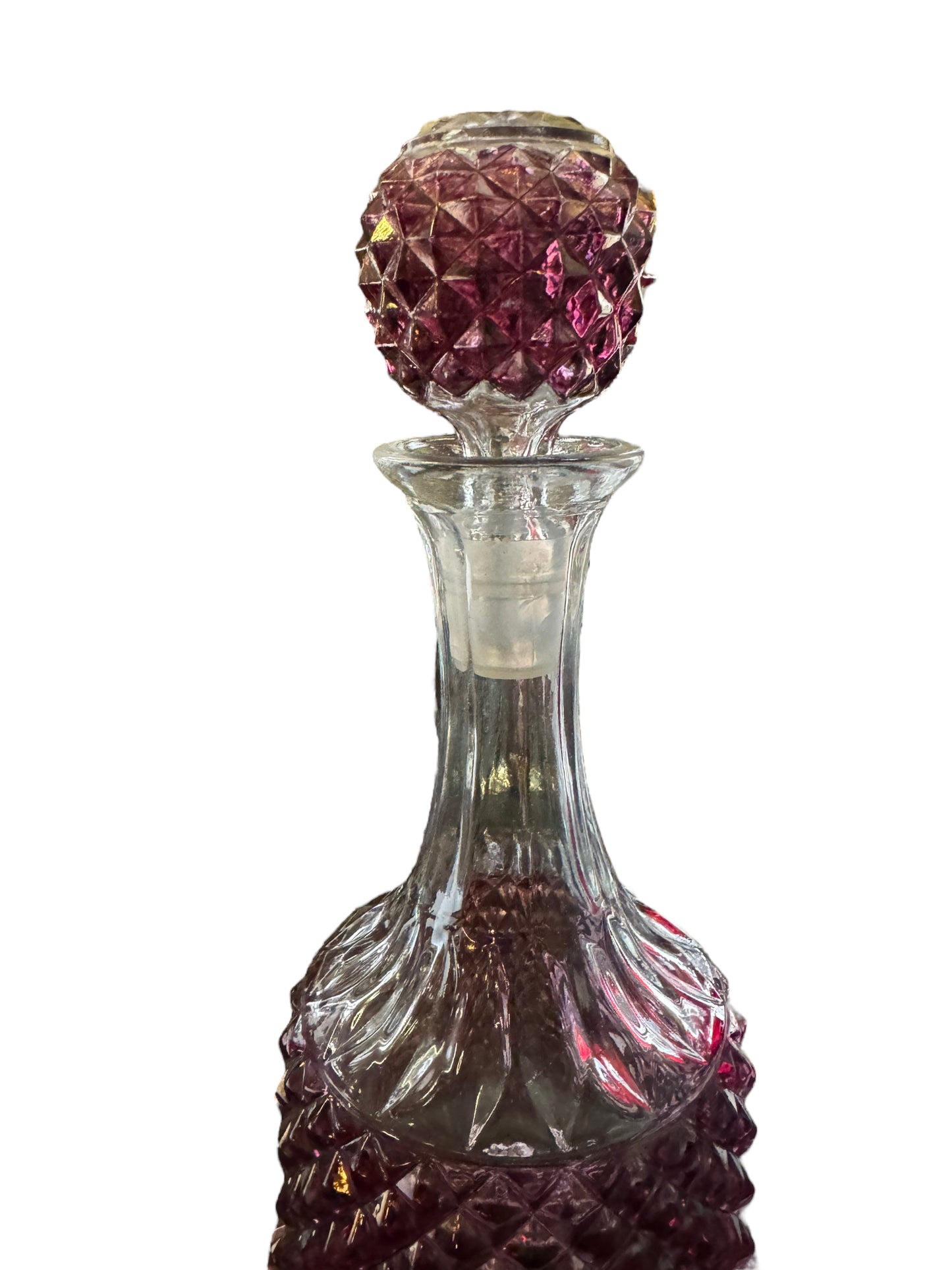 Vintage Purple Cut to Clear Glass Decanter