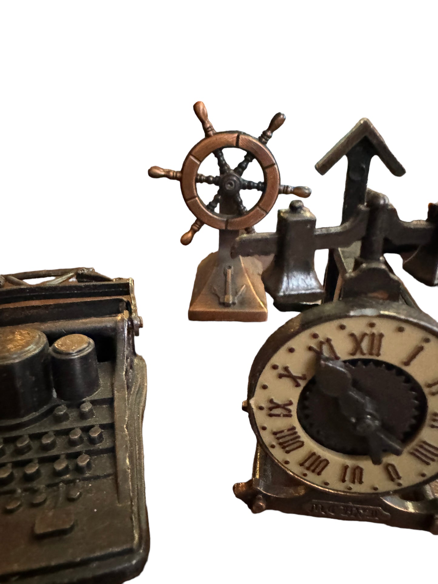 Vintage Lot of 5 Pencil Sharpners - Fan Bingo Ship Wheel Scale Typewriter