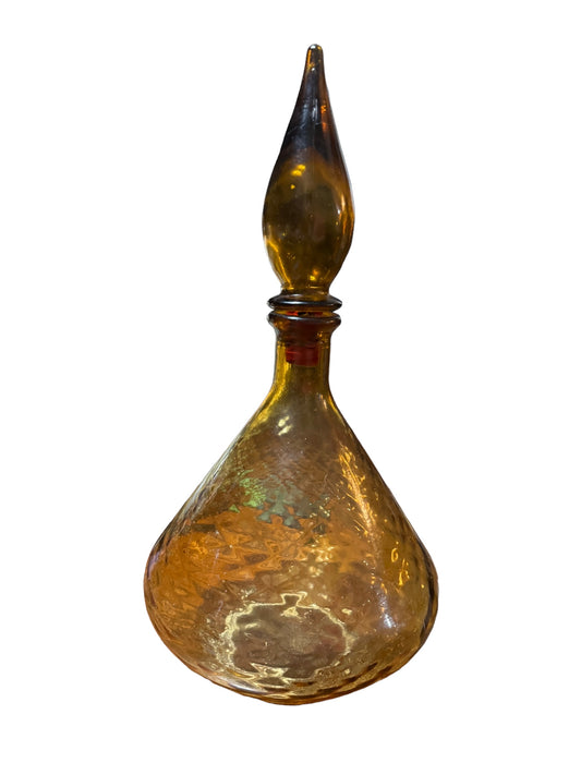 Vintage Empoli Genie Bottle Decanter in Amber 14x7
