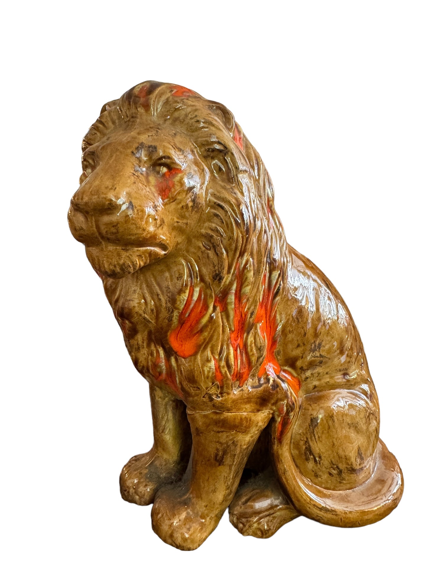 Mid Century Modern Pair Of Ceramic Lion Figurines