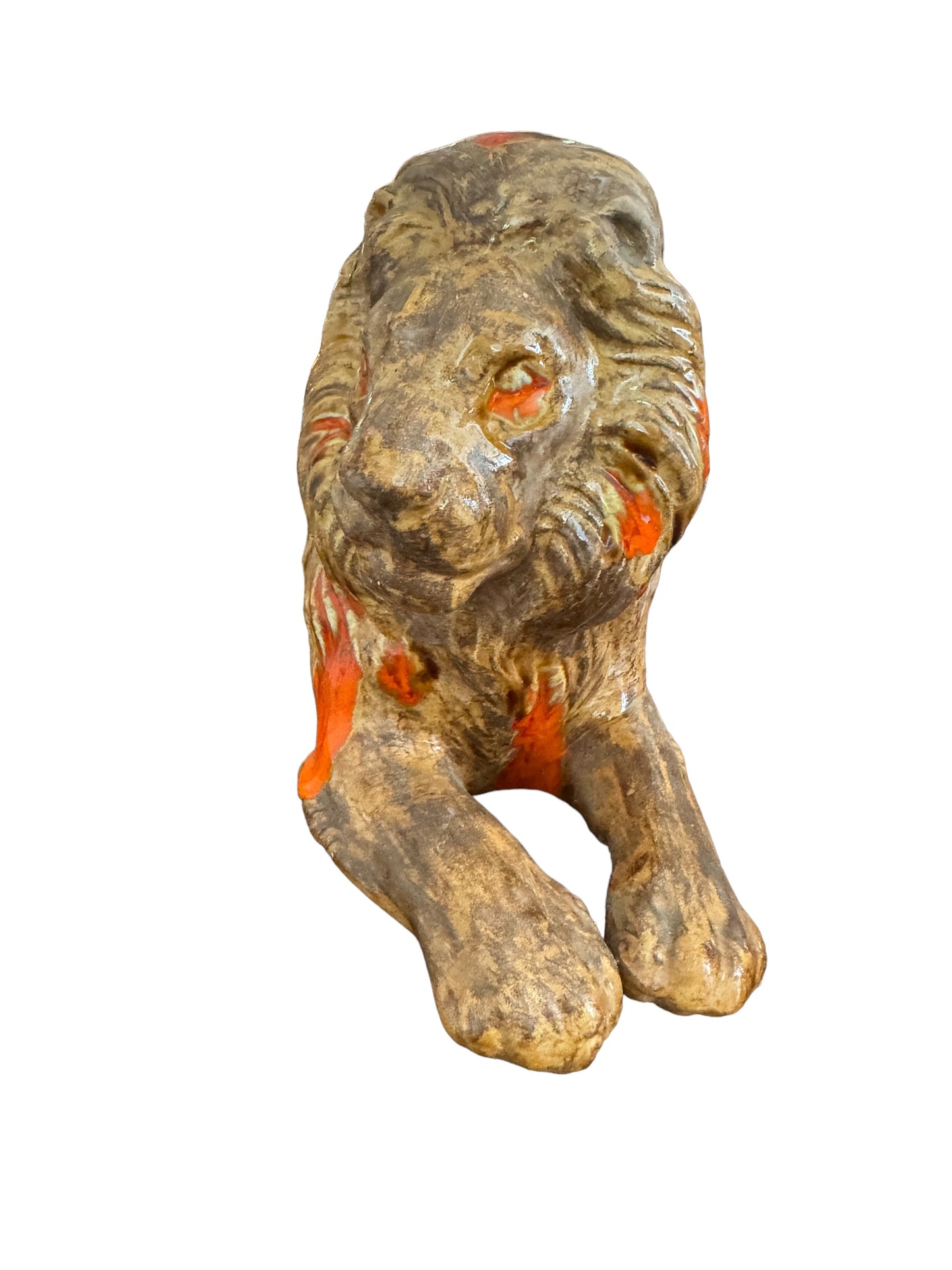 Mid Century Modern Pair Of Ceramic Lion Figurines