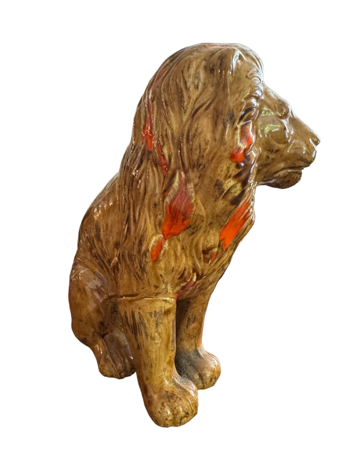 Mid Century Modern Pair Of Ceramic Lion Figurines