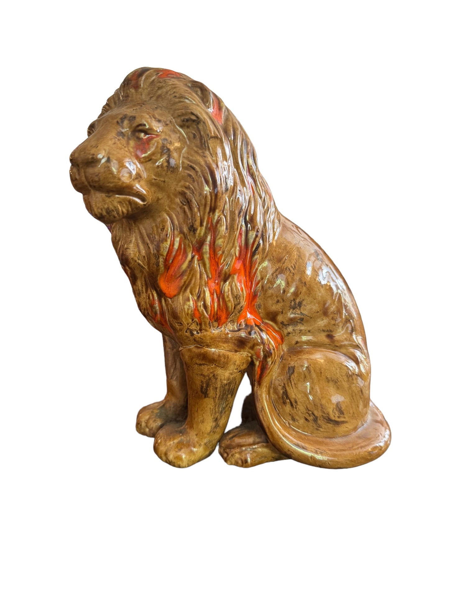 Mid Century Modern Pair Of Ceramic Lion Figurines