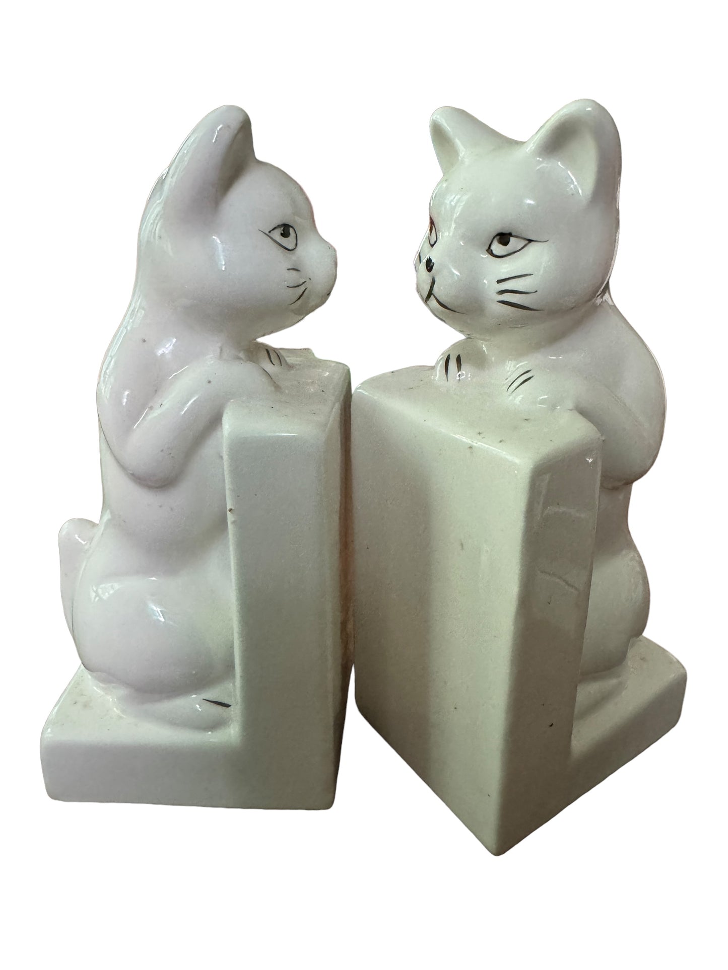 Vintage Cat Kitten Bookend Piggy Banks MCM Boho Kitsch