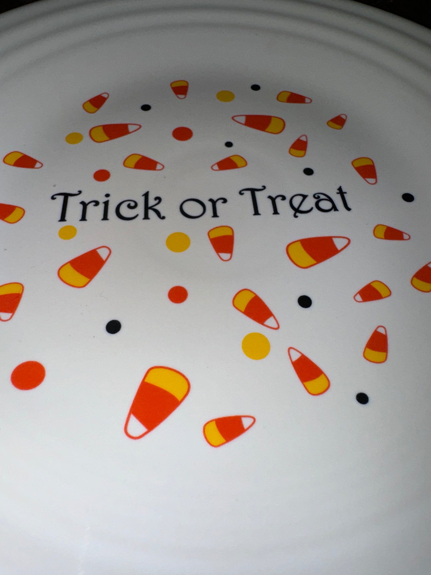 Fiesta Trick or Treat Candy Corn Luncheon 9" NWT on White