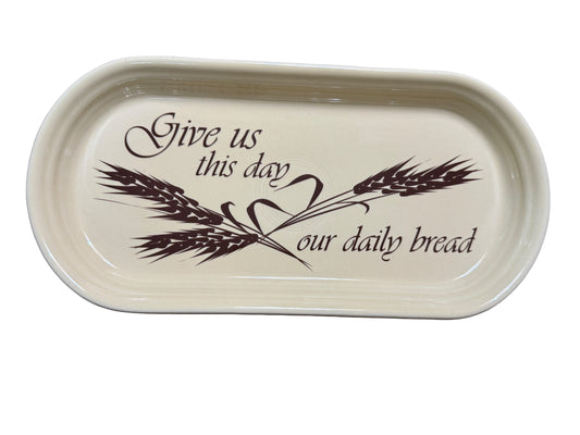 Fiesta Bread Tray with Give Us This Day Our Daily Bread Decal RARE