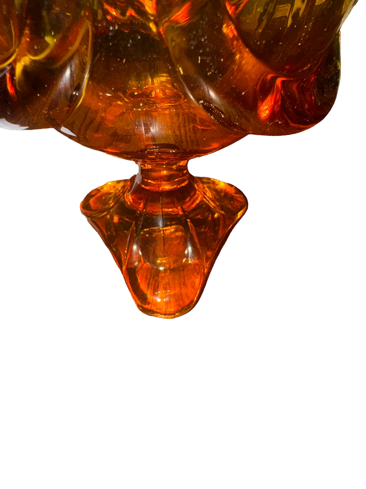 Vintage Viking Glass Epic Drape Candy Dish with Lid in Amber 3 Toe Tres Foil