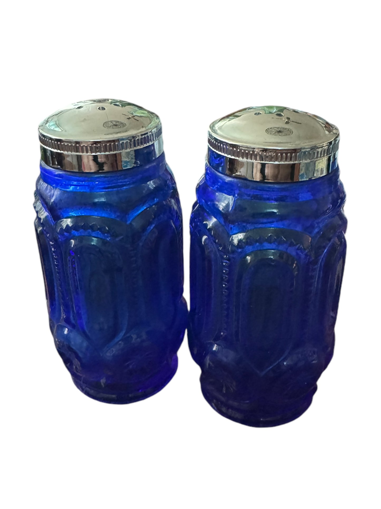 L. E. Smith RARE Vintage Cobalt Salt and Pepper Shakers