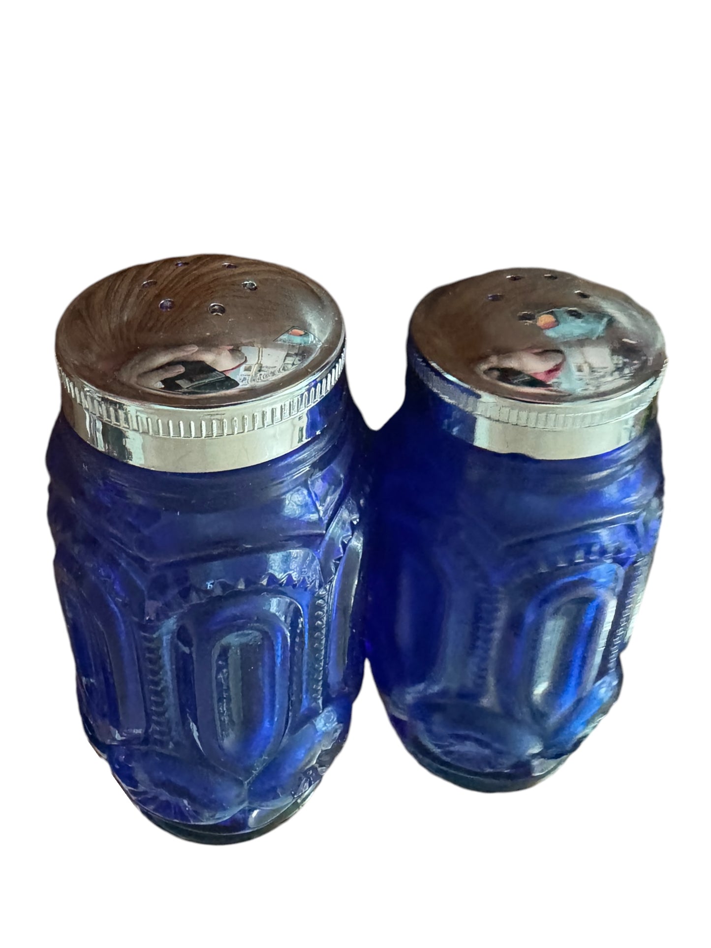 L. E. Smith RARE Vintage Cobalt Salt and Pepper Shakers