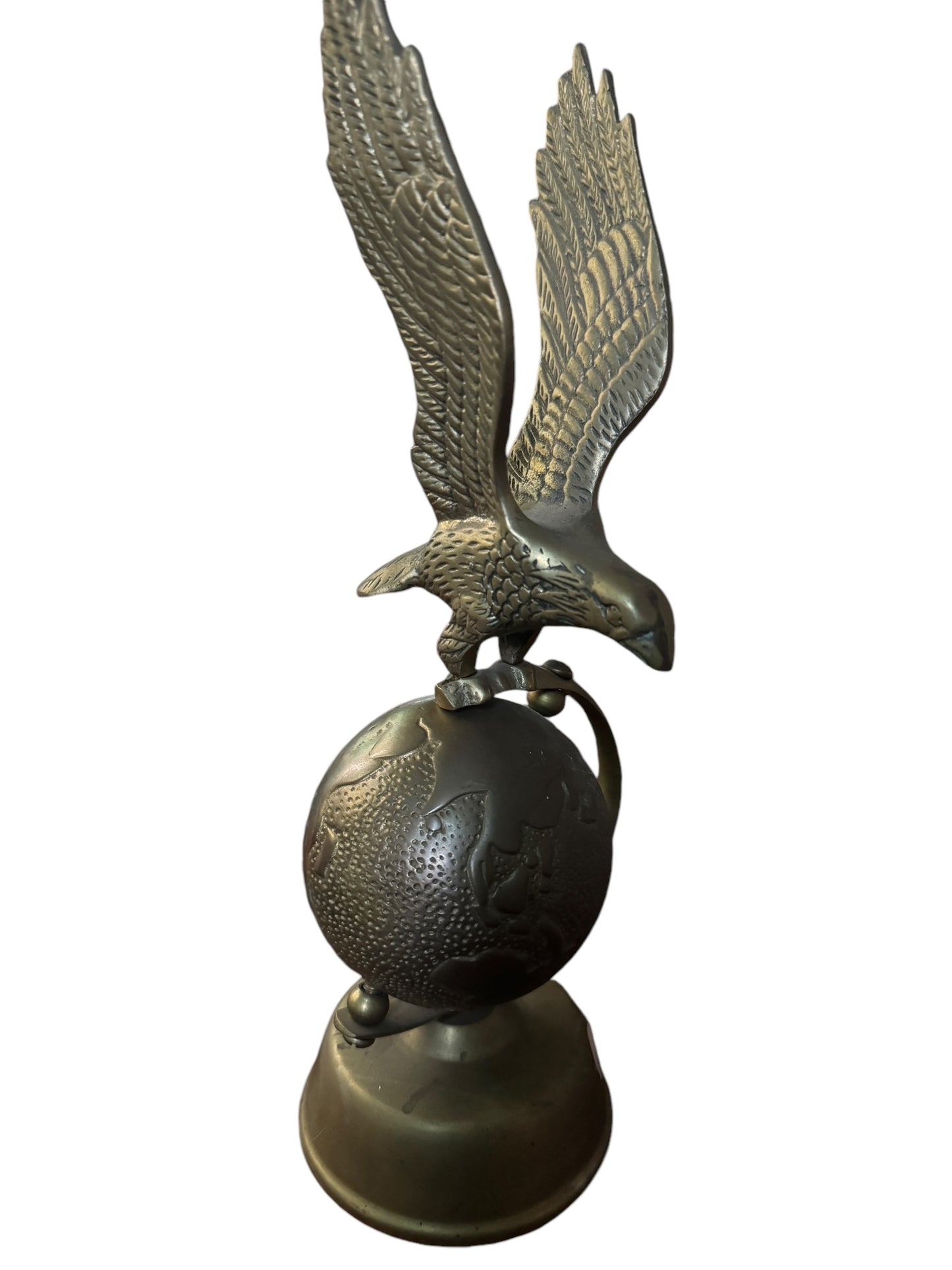 Vintage Large Brass Eagle on Globe with Coin Bank