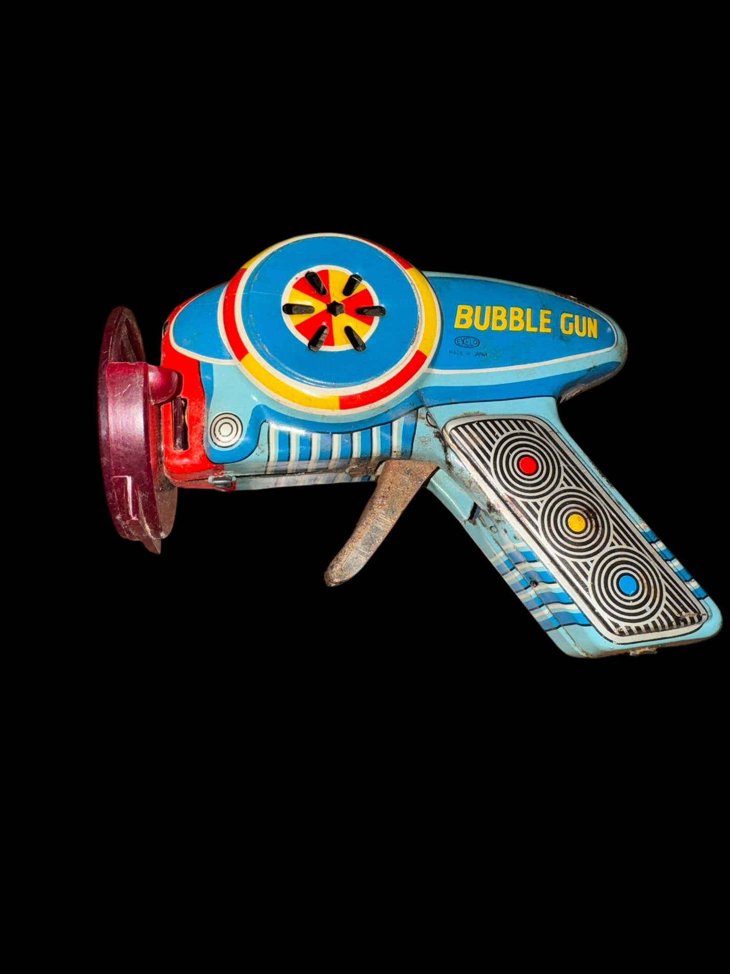 Tin Toy Space Gun Bubble Gun Lithograph Friction Made In Japan 1960's