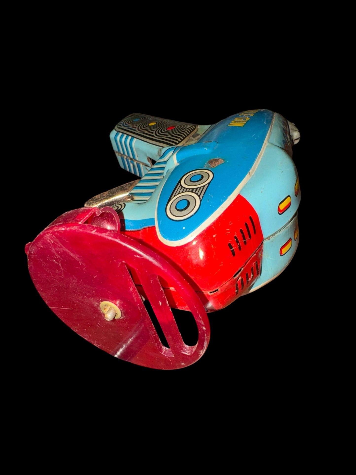 Tin Toy Space Gun Bubble Gun Lithograph Friction Made In Japan 1960's