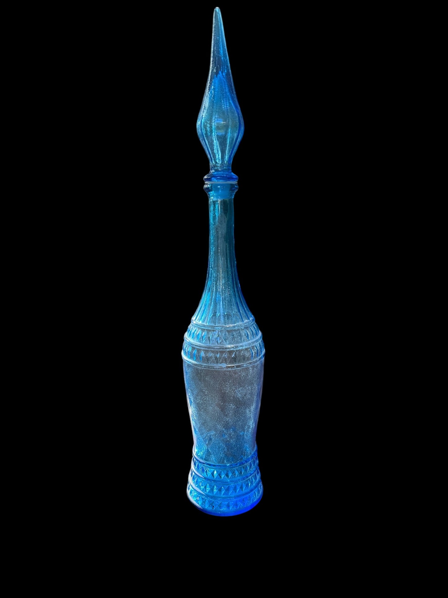 Empoli 23' Opalescent Blue Joker Harlequin Italian Decanter Genie Bottle w/ Stopper